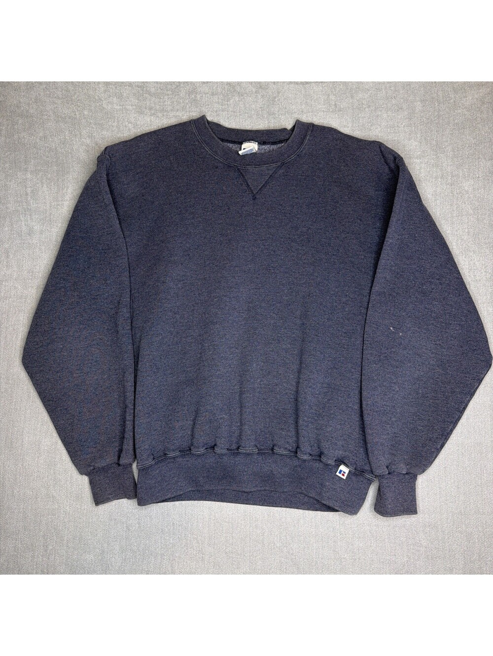 Vintage Russell Athletic Navy Blank Crewneck Sweatshirt Sz Large Made In Mexico
